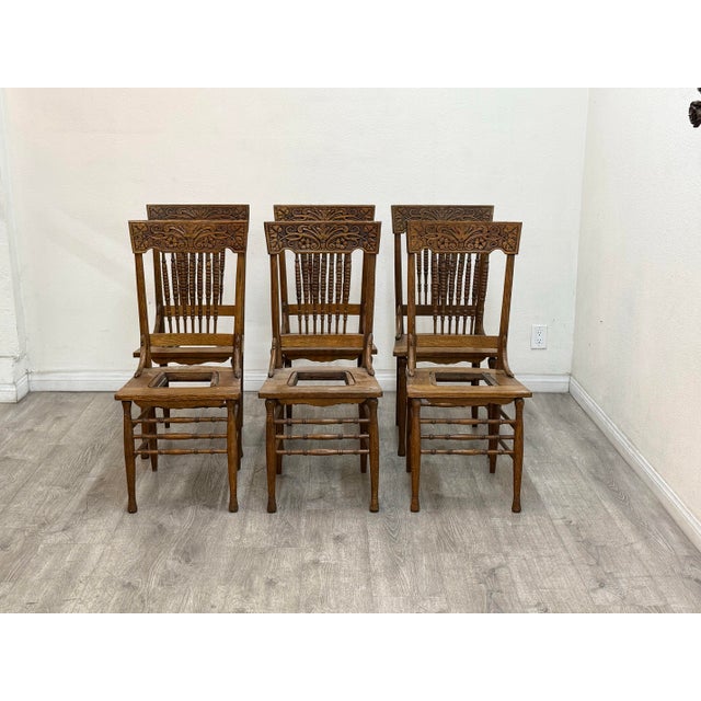 Set of Six Oak Dining Chairs For Sale - Image 4 of 10
