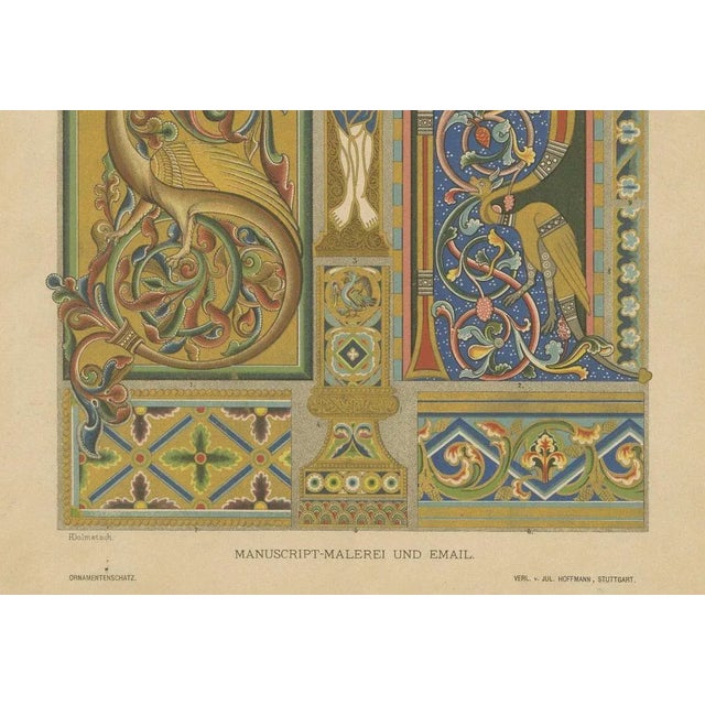 Romanesque Manuscript and Mural Art from Ornamentenschatz, 1887, Paper, Set of 2 For Sale - Image 6 of 9
