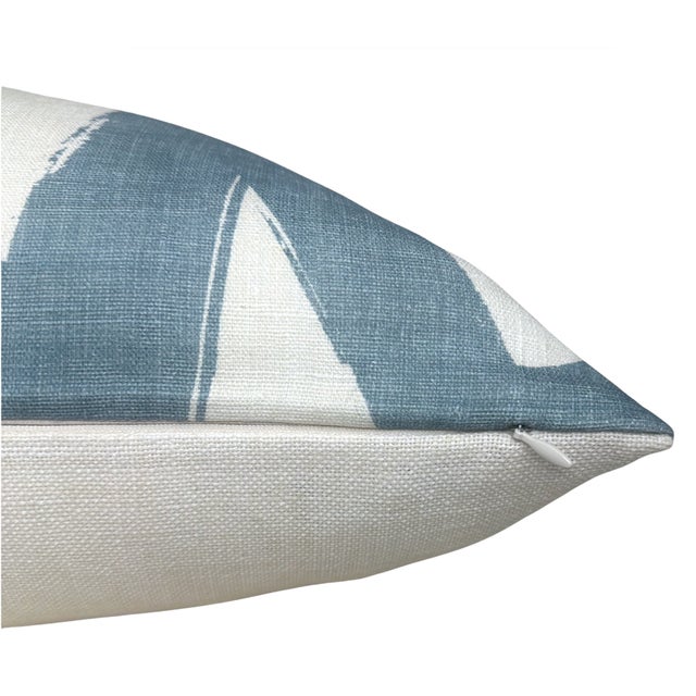 Bold Lines Pillow Cover in Sky Blue, 22x22 Pillow For Sale - Image 4 of 4