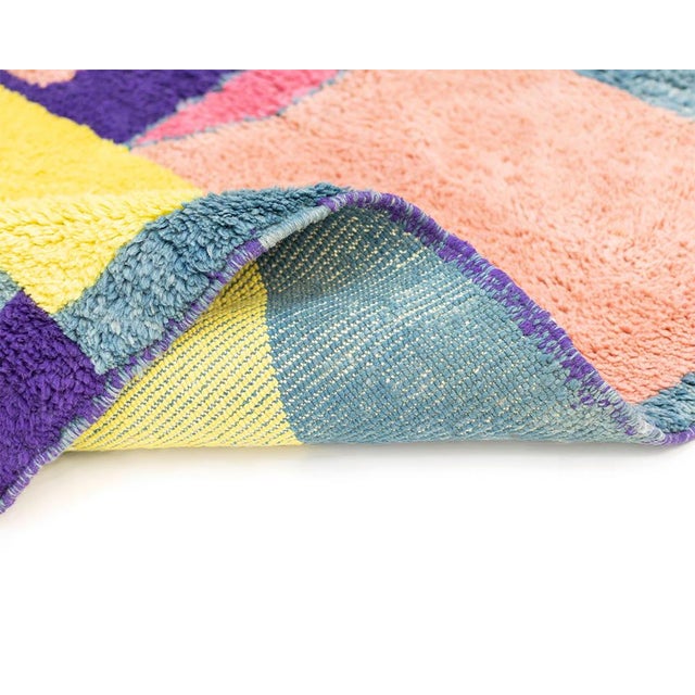 Contemporary Vibrant Geometric Symmetry Hand-Knotted Wool Rug | 8'8" X 6'8" | One of a Kind For Sale - Image 3 of 8