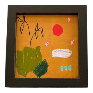 Contemporary Ak Hardeman Original Abstract Painting in Mustard, Framed For Sale