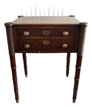 Antique Federal American Walnut & Mahogany Sheraton Style Side Table Collectible