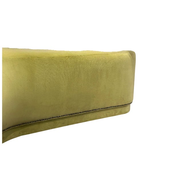Contemporary Organic Shape One-of-a-Kind Sculptural Italian Velvet Ottoman With Nailhead Detail For Sale - Image 3 of 4