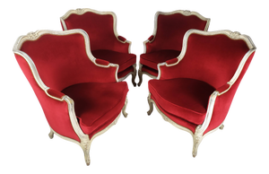 Louis XV Bergere Armchairs, 1950s, Set of 4