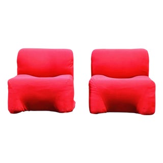 Set of Red Lounge Chairs Mod. Bubble by Carlo Bartoli for Rossi Dalbizzate, 1970s For Sale