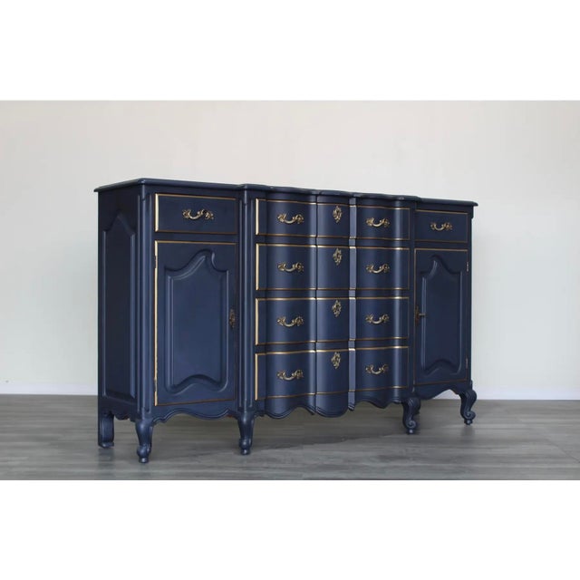 Late 20th Century Late 20th Century French Provincial Sideboard in Navy Blue For Sale - Image 5 of 5