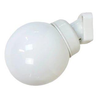Vintage White Porcelain Wall Light with Milk Glass, 1960s For Sale