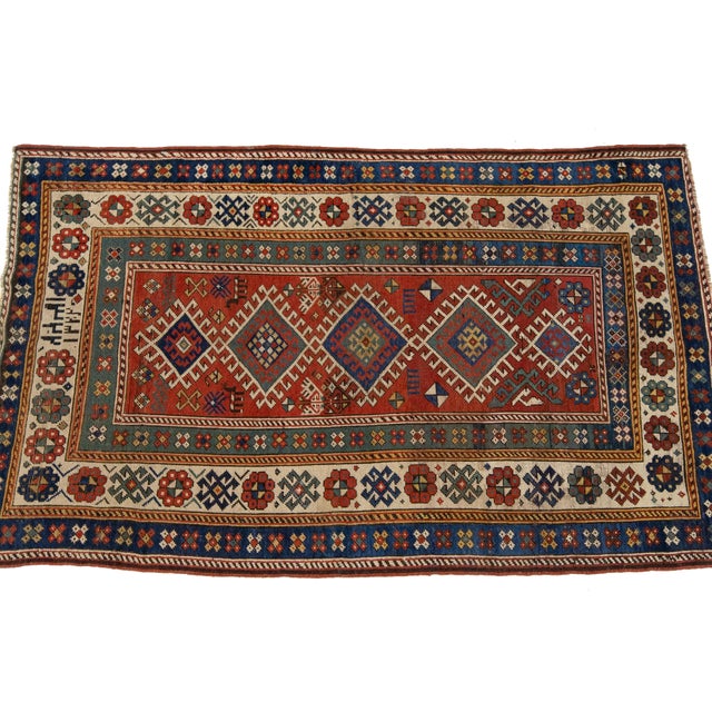 Antique Persian Shirvan Rust Wool Rug With Tribal Design For Sale - Image 4 of 7
