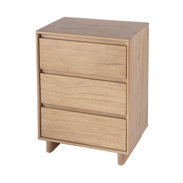 Halmstad 22 in. W Wood Panel 3 Drawer Narrow Nightstand, Blonde Oak For Sale - Image 9 of 9