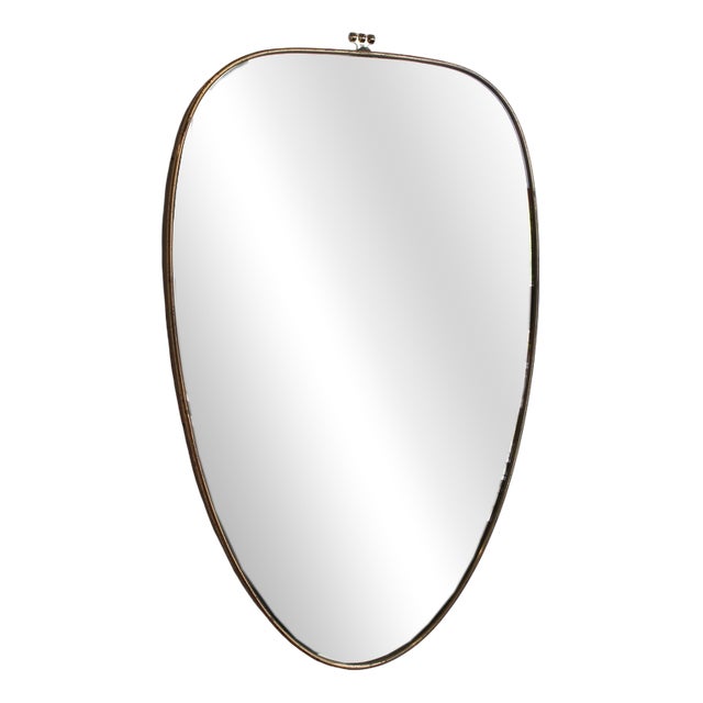 Vintage Italian Wall Mirror with Brass Frame by Gio Ponti, 1950s For Sale