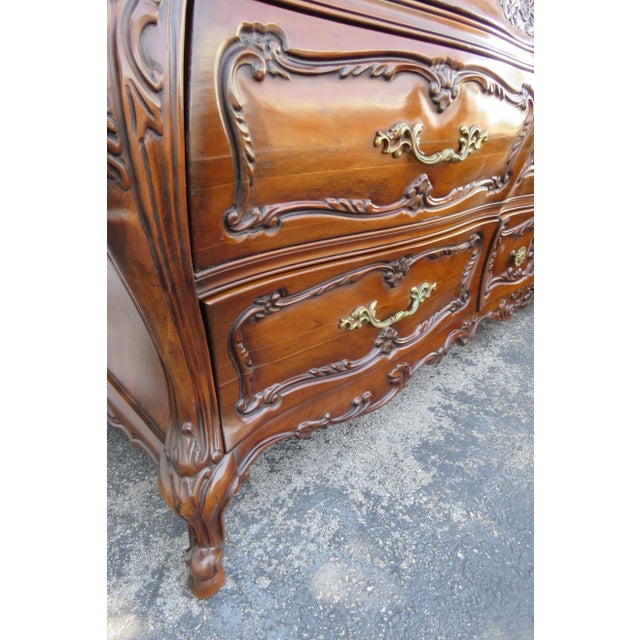 French Bombay Serpentine Hand Carved Solid Cherry Dresser Bathroom