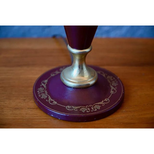 Table Lamp in Leather and Brass, 1960s For Sale - Image 6 of 13