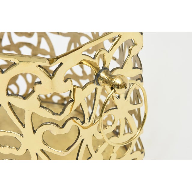 Vintage 1950's Indoor Brass Planter With Scroll Design For Sale - Image 10 of 12