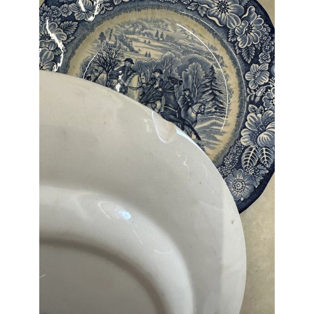 Mid 20th Century Blue & White Staffordshire Desserts Plates, S/6 For Sale - Image 5 of 7