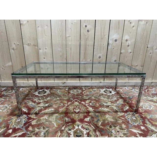 Chromed Metal and Glass Coffee Table, 1970s For Sale - Image 8 of 8
