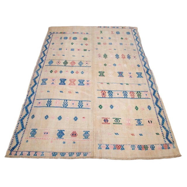 Dimensions: 60" x 94" or 5 ft x 8 ft 6 in Material : Made of Hand spun wool on wool. Condition: Original Rug in very good...