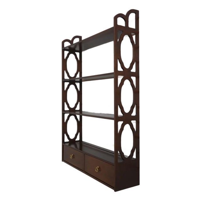 1980s Chippendale Style 2 Drawer Hanging What Not Shelf For Sale