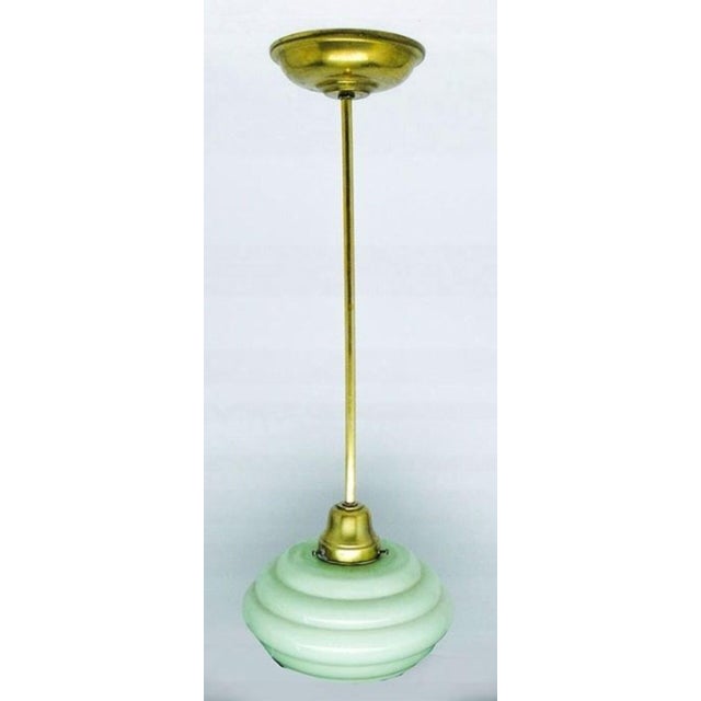 Metal Mid-Century Glass and Brass Pendant Lamp, 1950s For Sale - Image 7 of 7