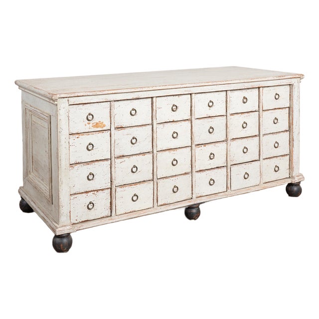 19th Century Swedish Pine 24 Drawer Apothecary Counter Kitchen Island For Sale