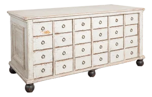 19th Century Swedish Pine 24 Drawer Apothecary Counter Kitchen Island