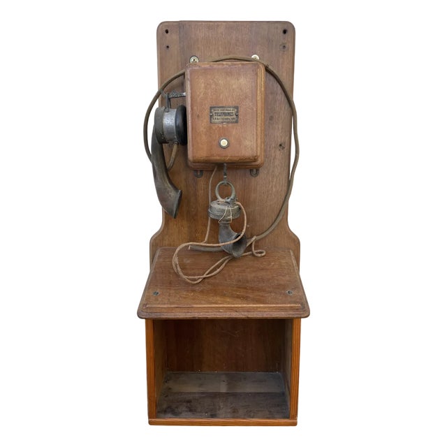 Antique Salt Box Telephone, 1890s For Sale