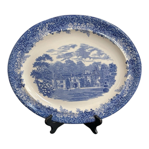 Vintage Wedgwood Queen’s Ware Romantic England Blue/White Ceramic Oval Platter