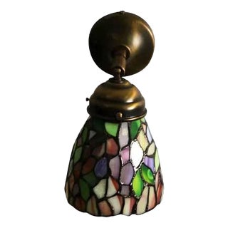 Tiffany Wall Sconce in Stained Glass and Pewter For Sale