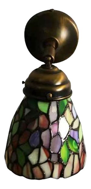 Tiffany Wall Sconce in Stained Glass and Pewter