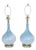 PLate 20th Century Murano Style Blue & White Glass Table Lamps - Pair For Sale