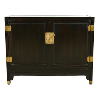 Michael Taylor for Baker Furniture Hollywood Regency Chinoiserie Walnut Bar Cabinet, 1950s For Sale