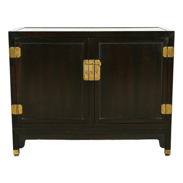 Michael Taylor for Baker Furniture Hollywood Regency Chinoiserie Walnut Bar Cabinet, 1950s For Sale
