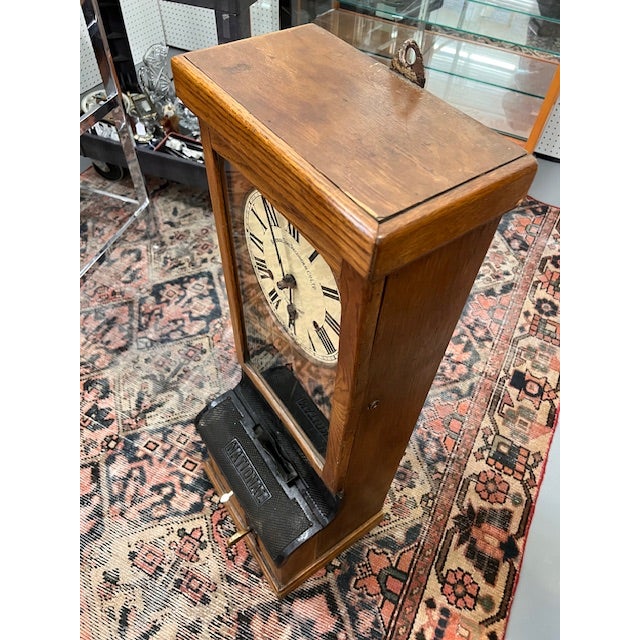 Antique English Punch Clock For Sale - Image 4 of 9