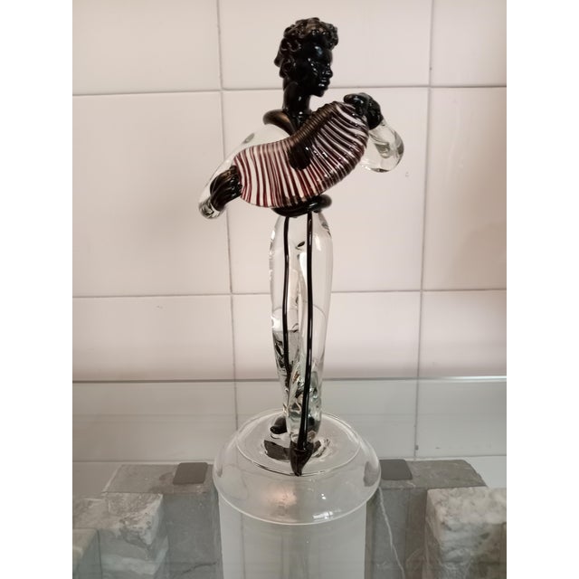 Glass Anzolo Fuga, Murano Glass Sculpture Accordion Player, 1950s, Glass For Sale - Image 7 of 7