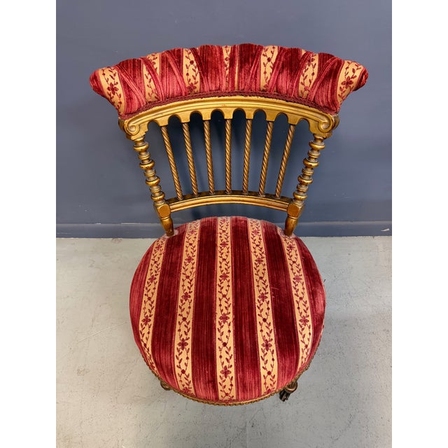 French Napoleon III Giltwood SpindleBack Chair in the Louis XVI Taste Circa 1870 For Sale - Image 4 of 15