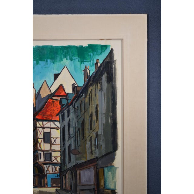 Paper 1960s Juilaud (20th-Century French Artist) Mid-Century Street Scene With Half-Timbered House For Sale - Image 7 of 13