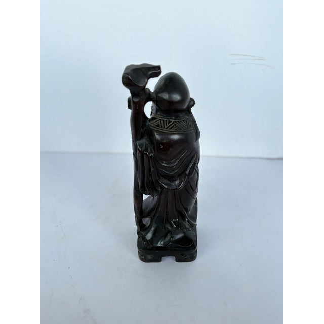 Chinese Chinese Wooden Carving Figurine of Shou Lao For Sale - Image 3 of 5