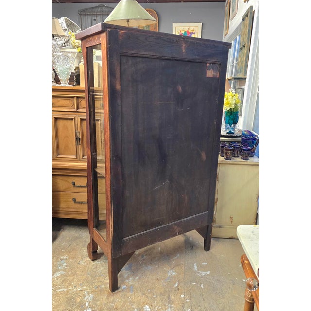 Antique Tiger Oak Empire China Cabinet For Sale - Image 4 of 12