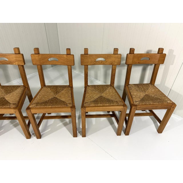 Rustic Blonde Oak Dining Chairs, 1960s, Set of 6 For Sale - Image 12 of 18