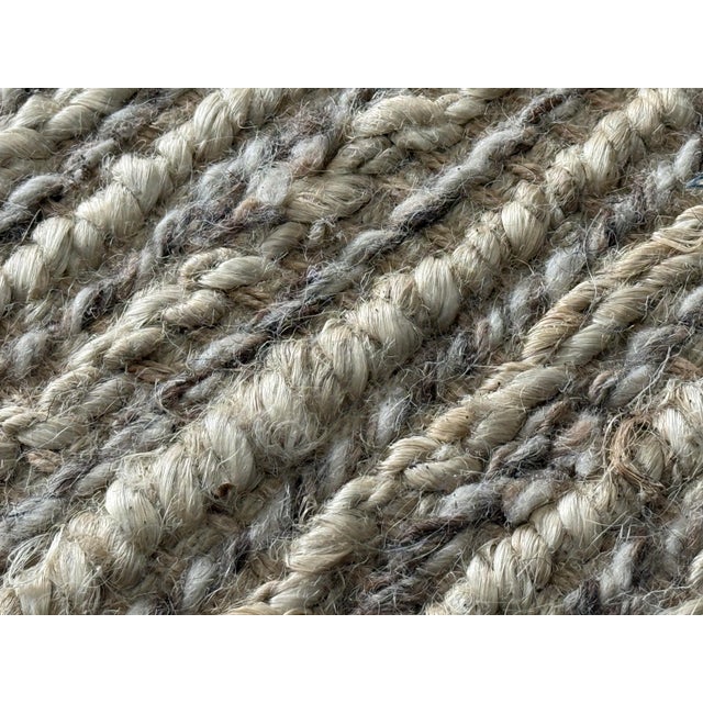 Ivory 9ft × 11ft 11in West Elm Geometric Wool Jute Area Rug For Sale - Image 8 of 12