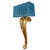 French Grand Scale Parisian Giltwood Corbel Sconces With Blue Pleated Silk Shades - A Pair For Sale - Image 11 of 13