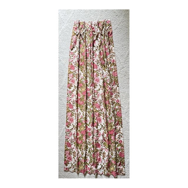Vintage Mid Century Bird & Floral Cotton Sateen Drapes, Pair 22” X 82” For Sale