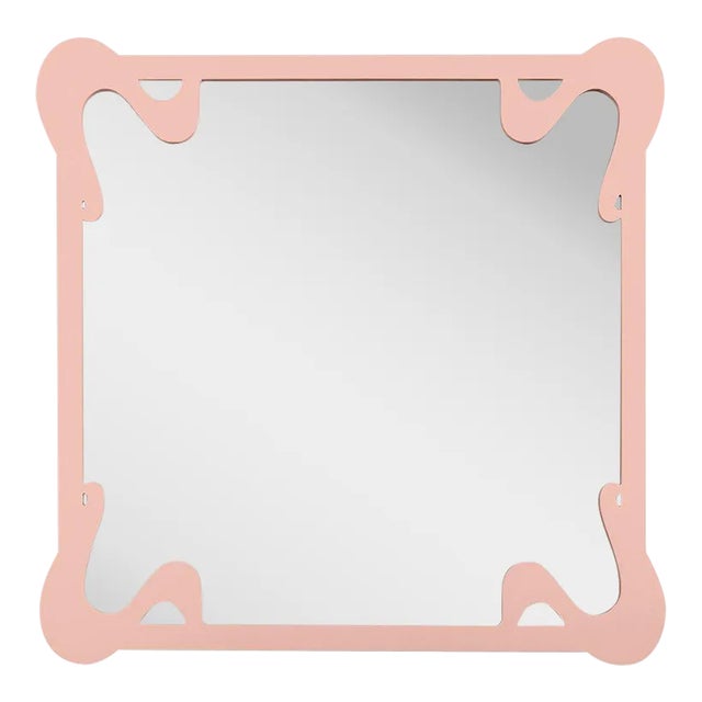 Fleur Home Carnival St. Roch Square Mirror in Salmon Berry, 30x30 For Sale