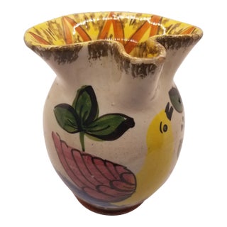 1970s Vintage Handpainted Ceramic Italian Pitcher For Sale