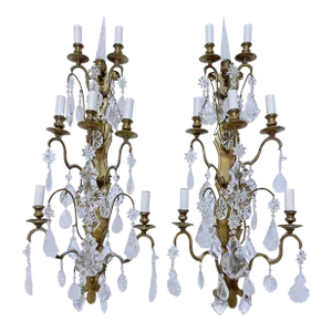Pair of 1920s Louis XV Style Brass Wall Sconces