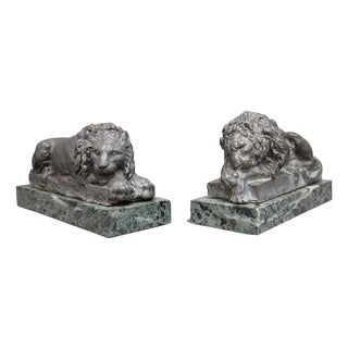 Grand Tour Models of Canova Lions in Marble, 1920, Set of 2 For Sale