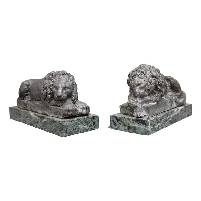 Grand Tour Models of Canova Lions in Marble, 1920, Set of 2 For Sale