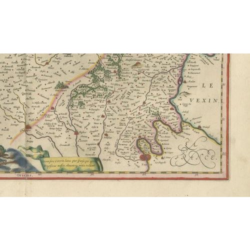 17th Century Antique Blue Map of Beauce & Perche, France, 1642 For Sale - Image 5 of 11