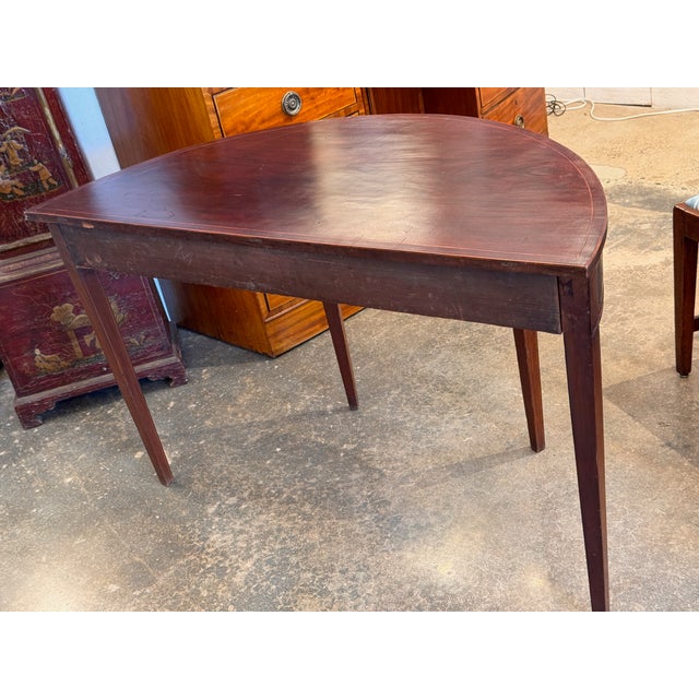 Late 18th Century George III Mahogany Demi-Lune Table For Sale - Image 9 of 10
