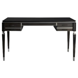 Ebony & Silvered Desk with 4 Drawers by Jacobo Ventura For Sale