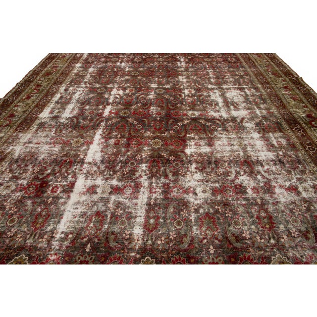 1900s Blue Antique Persian Mahal Wool Rug With Allover Pattern For Sale - Image 12 of 12